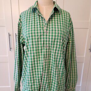 Cross Color Green Gingham Button Down Shirt - XL - 90s Streetwear Aesthetic